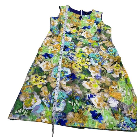 Land’s End Floral Sleeveless Sheath Dress Keyhole Neckline Pockets Sz 12 - Picture 10 of 15